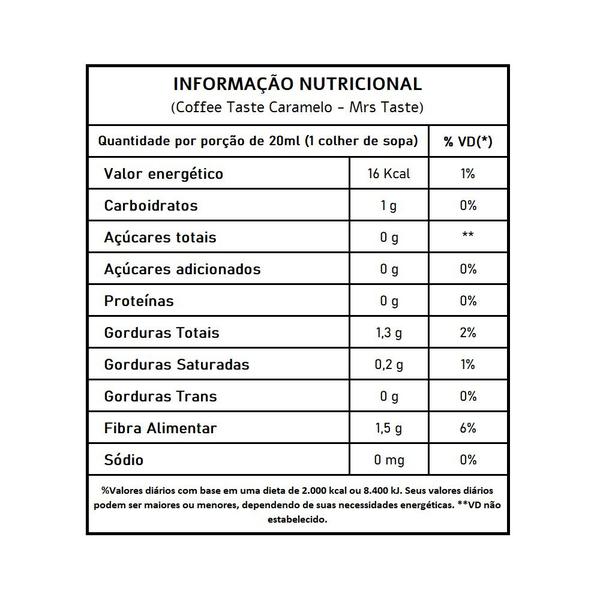 Coffee Taste Caramelo Mistura para café - Mrs Taste 473ml - Smart Foods Imagem de Coffee Taste Caramelo Mistura para café - Mrs Taste 473ml