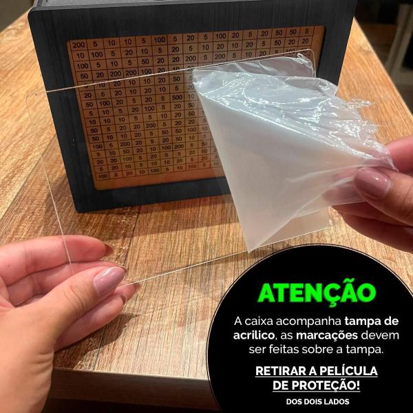 Imagem de Cofre Caixa Dinheiro Wood Box Japones Kakebo Desafio Branco