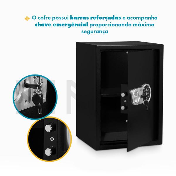 Imagem de Cofre Digital Eletrônico Grande 50cm Senha E Chave Fk-cf024