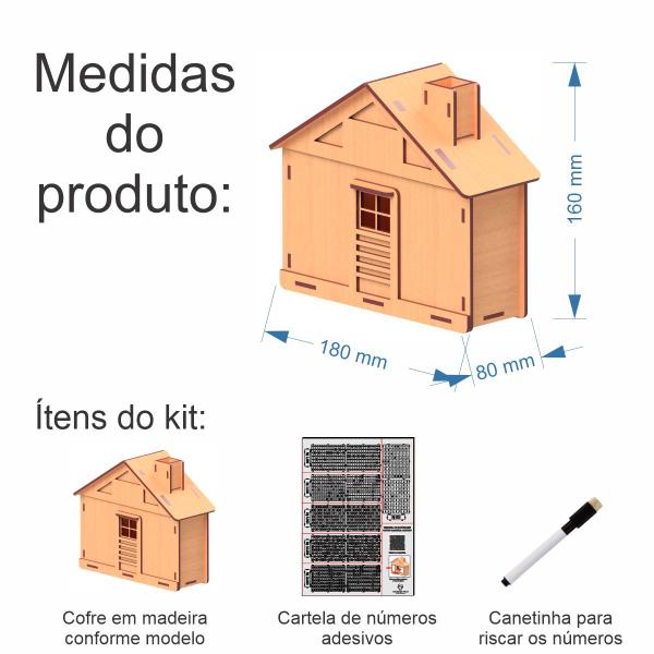 Imagem de Cofre Dinheiro Wood box Japones KAKEBO DESAFIO BANCO CASA R