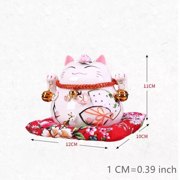 Imagem de Cofre Gato da Sorte Maneki Neko Em Porcelana C/ Guizo 11cm