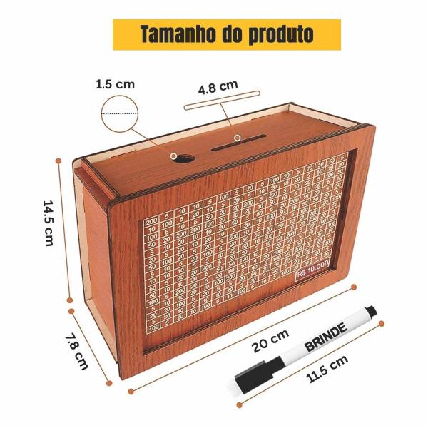 Imagem de Cofre Guardar Dinheiro Woodbox Japones Kakebo Desafio Nat