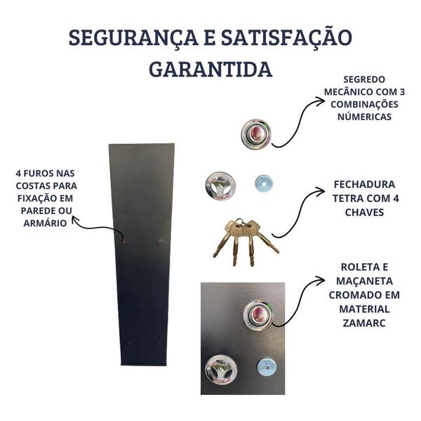 Imagem de Cofre Mega Forte130x36x38 Vazio Com Carpete, Com Segredo Mecânico e 3 Combinações Numéricas + Coldres + Kite Parafusos