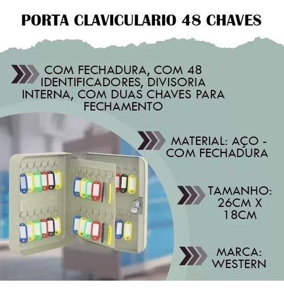 Imagem de Cofre Porta Chaves Claviculário Armario De 48 Chaves Wester