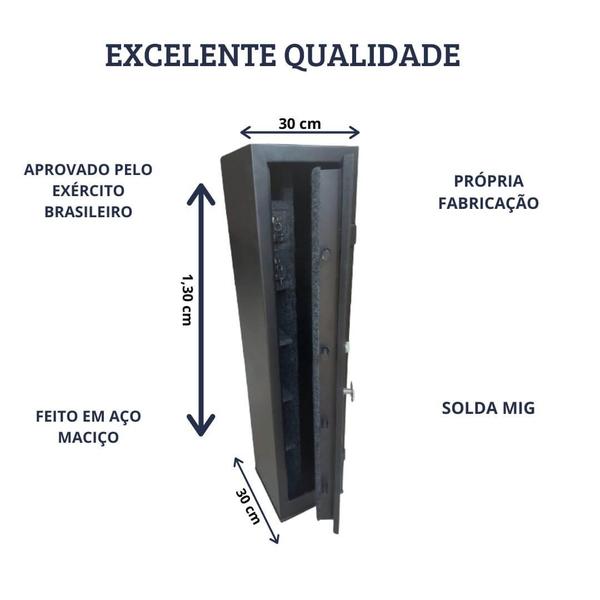 Imagem de Cofre Vazio 130X30X30  Cofre Mega Forte  Com 3 Prateleiras e 2 Gavetinhas Com Chave + Coldres + Parafusos