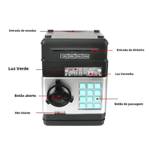 Imagem de Cofrinho Eletrônico Automático com Senha - Caixa de Dinheiro para Economia de Moedas