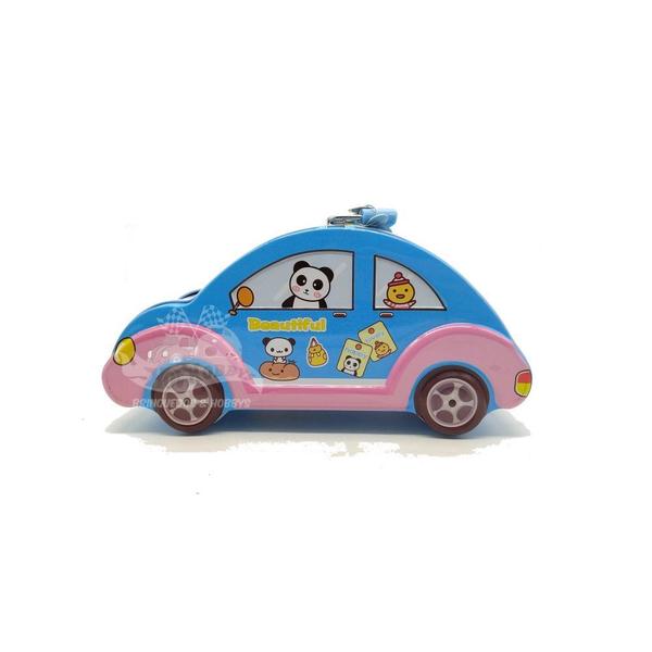 Imagem de Cofrinho Infantil em Metal Carrinho Azul com Cadeado Cofre Carro - Elite 1241