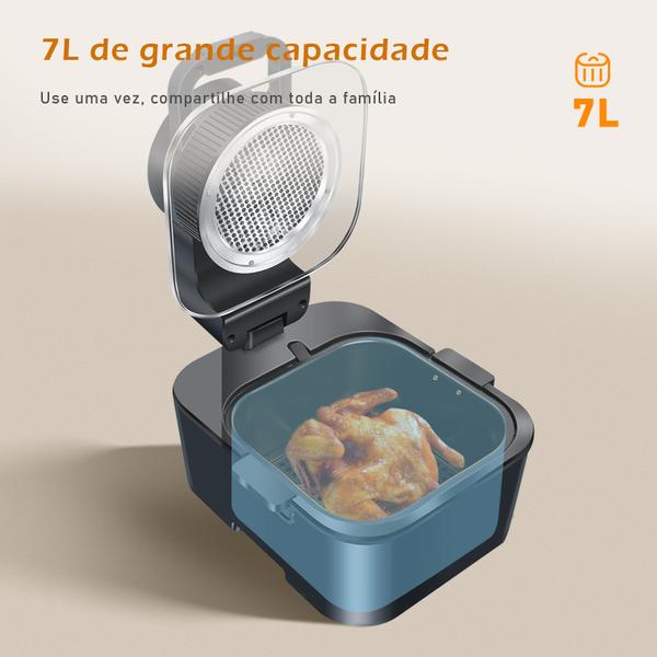 Imagem de COIBEU Fritadeira Elétrica Air Fryer Digital Touch Sem Óleo 127v Com Panela Removível e Grelha Para 7L