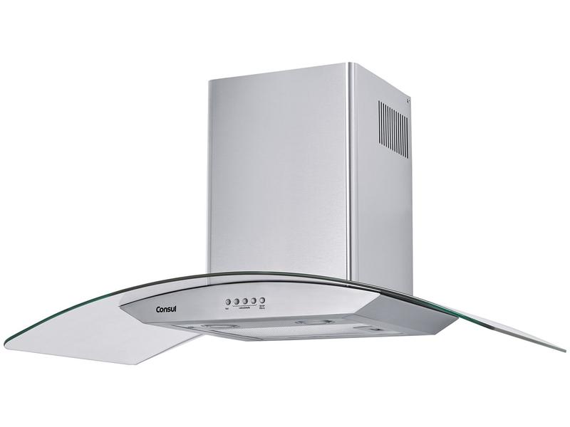 Coifa de Parede Consul 90cm Inox 5 e 6 Bocas - Vidro Curvo CAP90AR Coifa de Parede Consul 90cm Inox 5 e 6 Bocas - Vidro Curvo CAP90AR