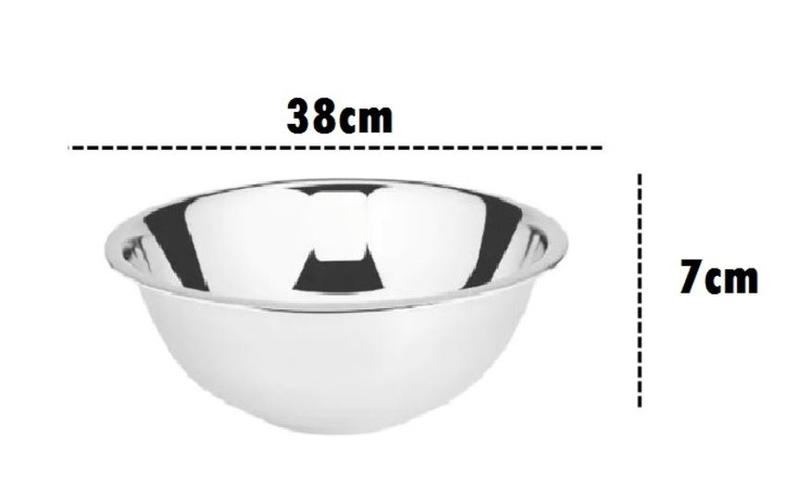 Imagem de Cojunto com 3 Bacias Saladeira e Alimentos - Multiuso - Aço Inox Reforçada - UnyHome - Cozinha 36cm