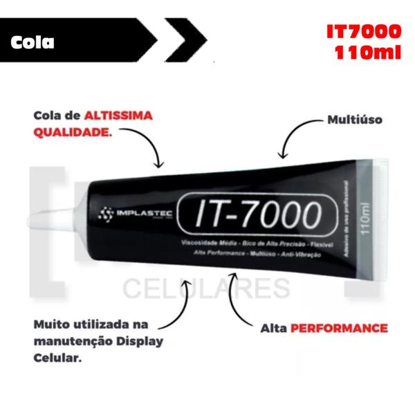 Imagem de Cola adesiva IMPLASTEC multiuso display celulares 110ml IT-7000