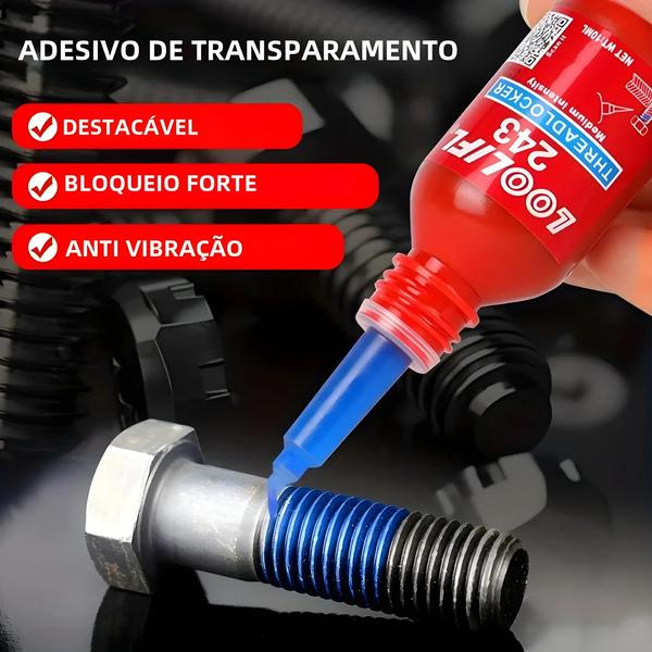 Imagem de Cola Adesiva Resistente a Alta Temperatura - Forte Trava Antiderrapante para Rosca de Fixação 243