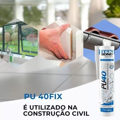 Imagem de Cola Adesivo De Silicone Branca Pu40 Construção Kit 3 Und