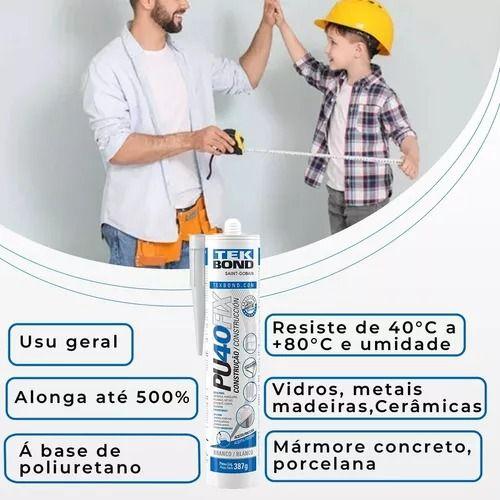 Imagem de Cola Adesivo De Silicone Branca Pu40 Construção Kit 3 Und