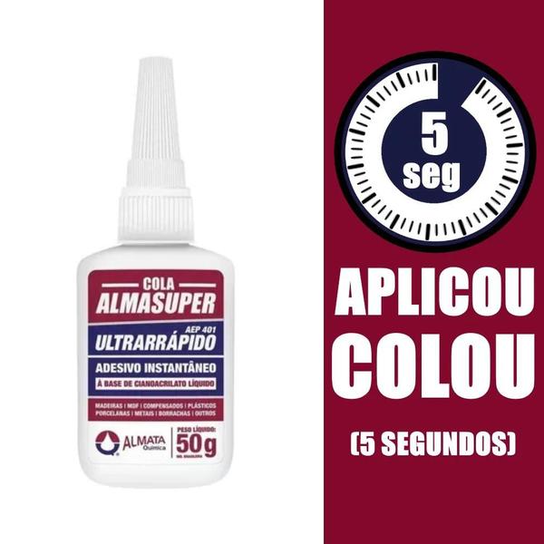 Imagem de Cola Adesivo Instantâneo Ultrarrápido 50G Almasuper Almata