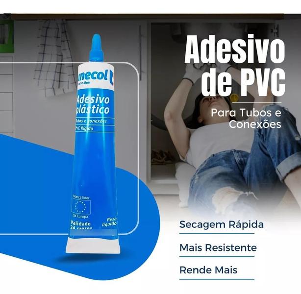 Imagem de Cola Cano Adesivo PVC Rígido Unecol 75g Tubos e Conexões Secagem Rápida