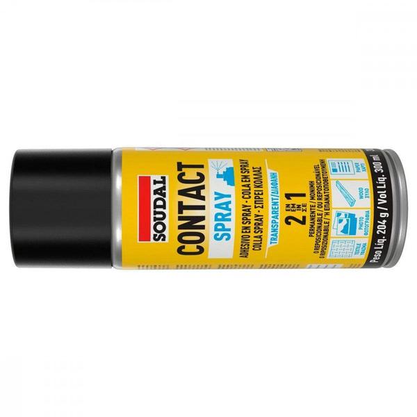 Imagem de Cola De Contato Spray Soudal Transparente 2 Em 1 - 300Ml