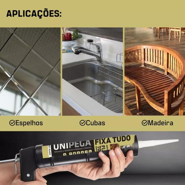 Cola Fixa Tudo Espelho Cuba Madeira Até Embaixo dágua 80g - Unipega Imagem de Cola Fixa Tudo Espelho Cuba Madeira Até Embaixo dágua 80g