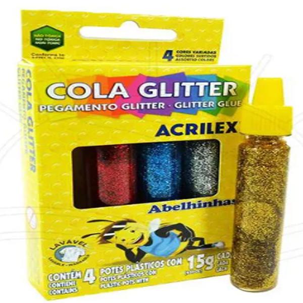 Imagem de Cola glitter 15g conj.c/4 sem cor    acrilex   29240000