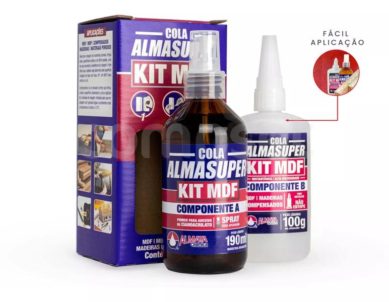 Imagem de Cola Instantânea Almasuper Kit Para MDF - 01 Unid - Almata