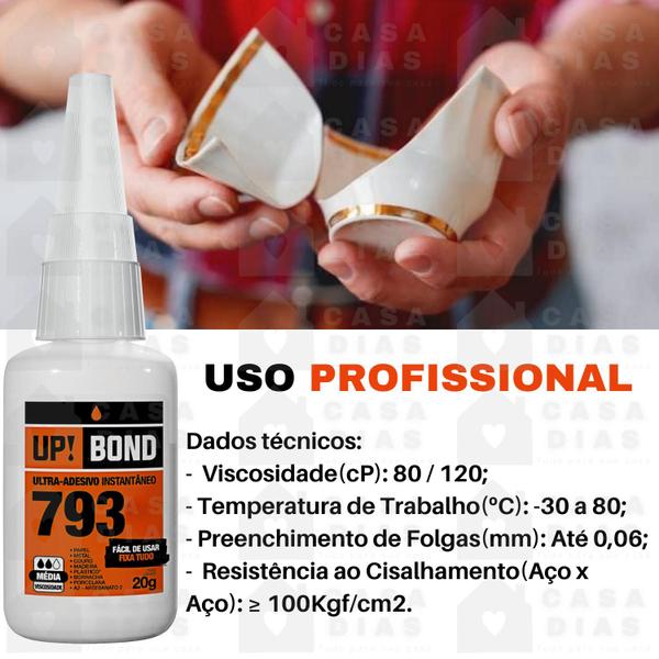 Imagem de Cola Instantânea Kit 2 Unidades Cola Tudo 793 Ultra Forte Profissional Secagem Ultra Rapida