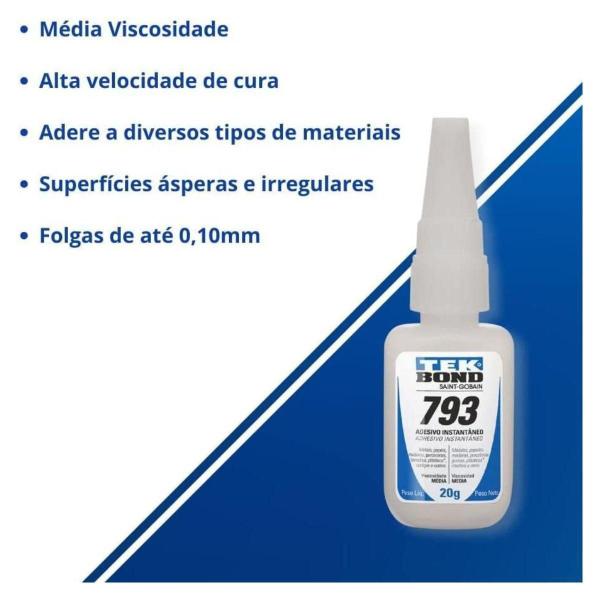 Imagem de Cola Instantânea Multiuso 20g Kit 10 Unidades 793 Tekbond