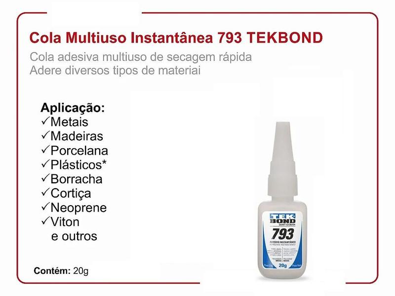 Imagem de Cola Instantânea Tek Bond 793 - Super Bonder Ultra Forte Multiuso 20g