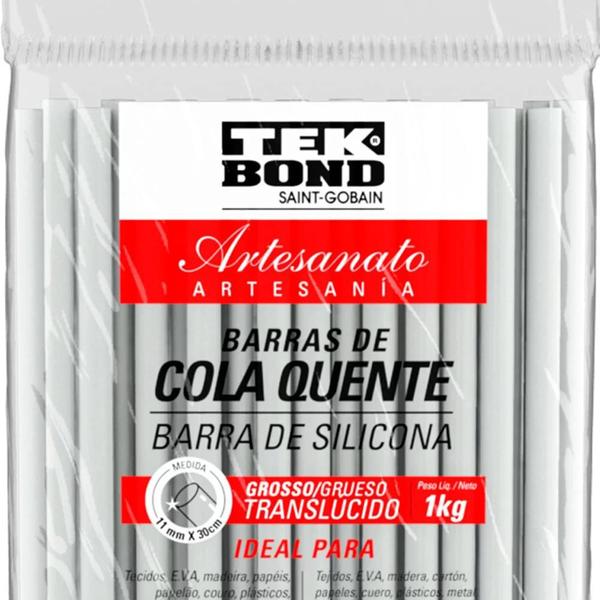 Cola Quente Bastão Grosso Translucida 1kg - TEKBOND Imagem de Cola Quente Bastão Grosso Translucida 1kg