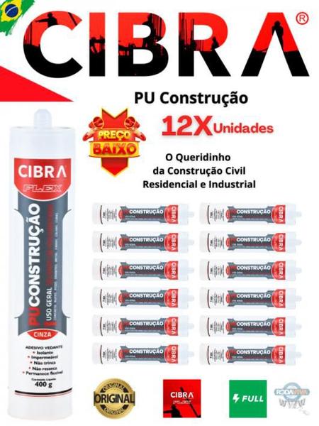 Imagem de Cola Selante Pu Construção De Poliuretano Cibra Flex 400g Cx c/ 12x Vedação Calhas Rufos Alvenarias Pias