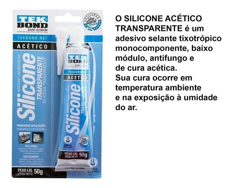 Imagem de Cola Silicone Acético Transparente 50g Tekbond Pia Cuba Box