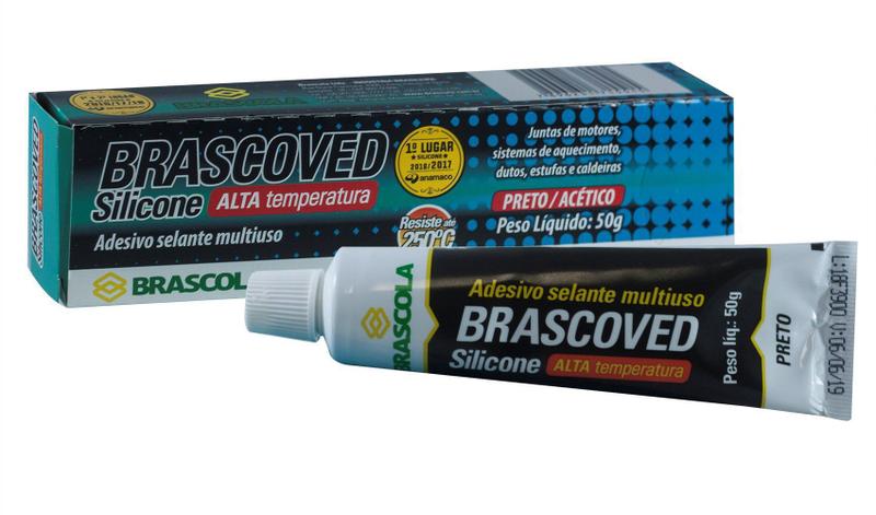 Cola Silicone Brascoved 50G Alta Temperatura Preta Imagem de Cola Silicone Brascoved 50G Alta Temperatura Preta