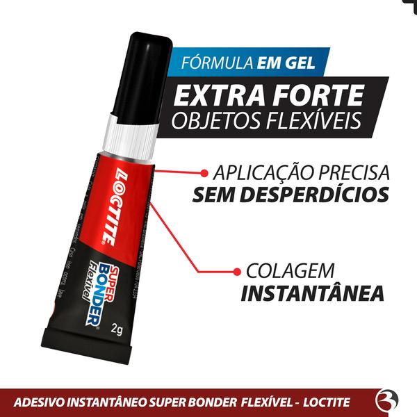 Imagem de Cola Super Bonder Flexível 2g Em Gel Loctite Instantânea Multiuso Ultra Forte Resistente 