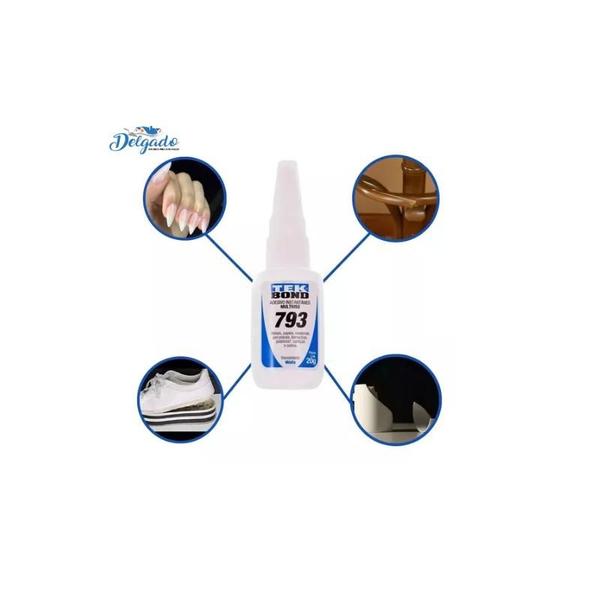 Cola Tek Bond Instantânea 793 20g Alta Resistência Cola Tudo Unhas Madeira Plástico Artesanato Multiuso Geral - TEKBOND Imagem de Cola Tek Bond Instantânea 793 20g Alta Resistência Cola Tudo Unhas Madeira Plástico Artesanato Multiuso Geral