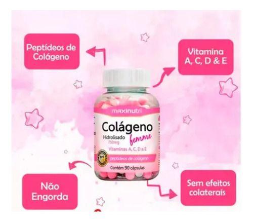 Imagem de Colág Hidrolisado Femme + Vit. A,C,D,E e Zinco - 90 Cáps. Maxinutri