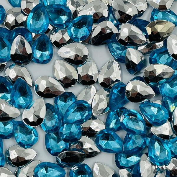 Imagem de Colagem Gota Strass 10x13mm 300pçs Acrílico Azul Claro 66g