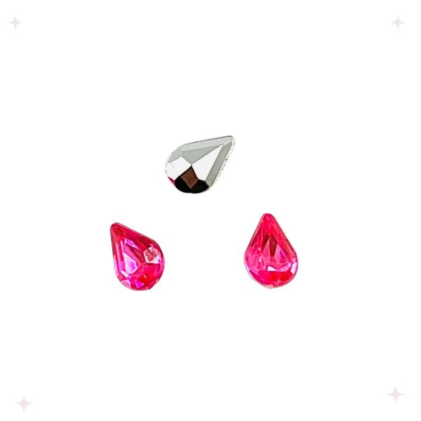 Imagem de Colagem Gota Strass 4x6mm Rosa Acrílico 100pçs 4g