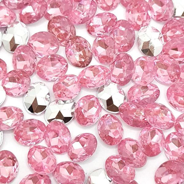 Imagem de Colagem Oval Strass Acrílico Rosa Transparente 8x10mm 300pçs 48g