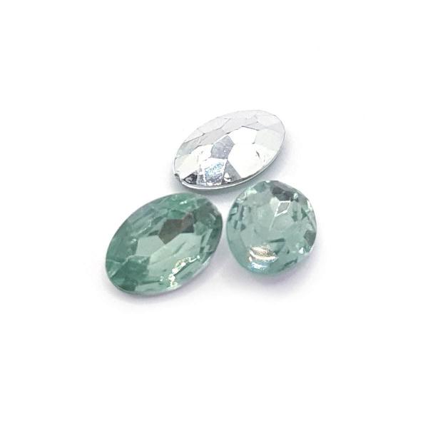 Imagem de Colagem Oval Strass Acrílico Verde Transparente 10x14mm 500pçs 175g