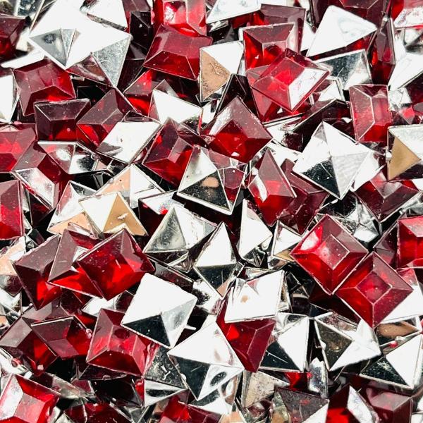 Imagem de Colagem Quadrado Strass Vermelho 6mm Transparente 500pçs 45g