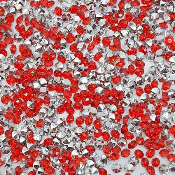 Imagem de Colagem Redondo Strass Acrílico Vermelho Transparente 3mm 25000pçs 250g