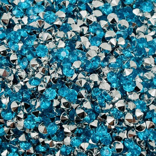 Imagem de Colagem Redondo Strass Azul Turquesa 4mm 5000pç Acrílico 50g