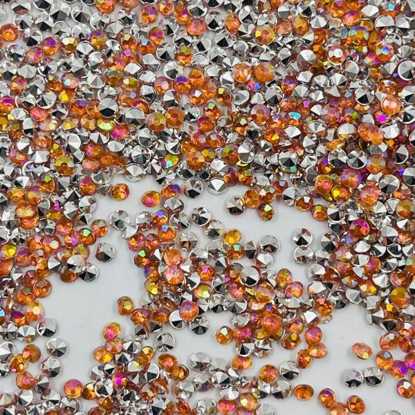 Imagem de Colagem Redondo Strass Laranja Irisado 4mm 3000pçs Arte 30g