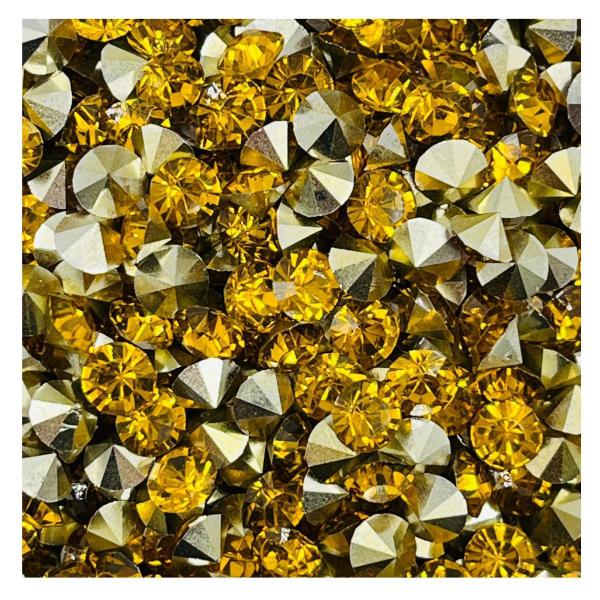 Imagem de Colagem Strass 5mm SS24 Dourado 200pçs Ponto de Luz 12g