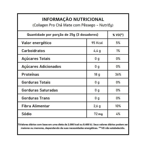 Imagem de Colageno Collagen Pro Cha Mate Com Pessego 450G Nutrify