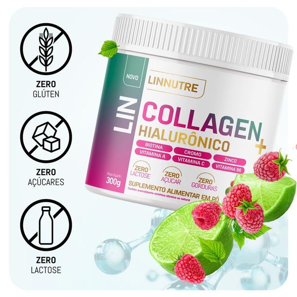 Imagem de Colágeno com Ácido Hialurônico 300g. LinCollagen saúde para o cabelo, pele e unha. 3 un