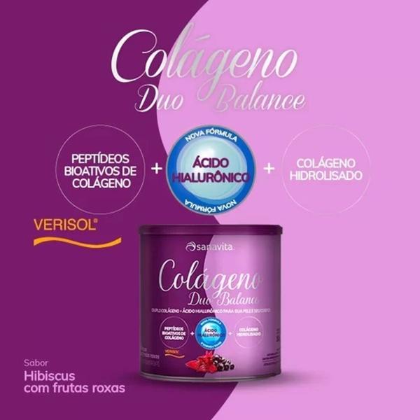 Imagem de Colágeno Duo Balance(Verisol e Ácido Hialurônico) Sabor Hibiscus e Frutas Roxas de 330g-Sanavita