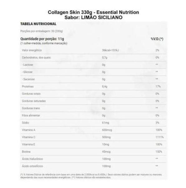 Imagem de Colágeno Essential Nutrition - Pele 330g - Sabor Limão