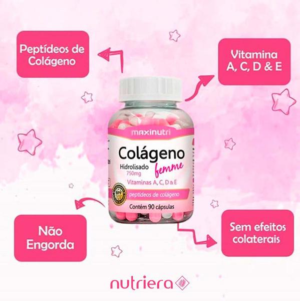 Imagem de Colágeno Femme Vitaminas A-C-D-E Zinco 90 Cápsulas Maxinutri