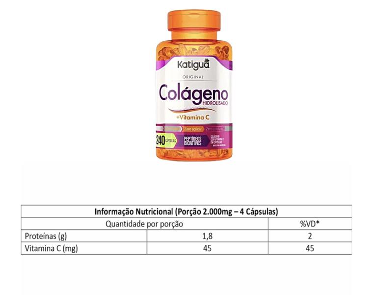 Imagem de Colágeno Hidrolisado 240 Cáps 500mg Com Vitamina C - Kátigua