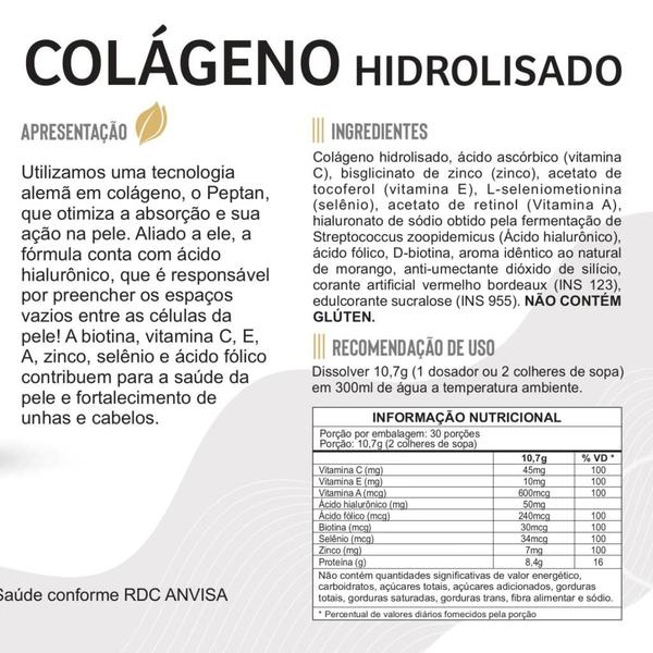 Imagem de Colágeno Hidrolisado em Pó Bio Multyflora 321g Morango